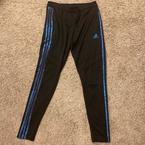 Black adidas tiro 19 pants blue/purple stripes